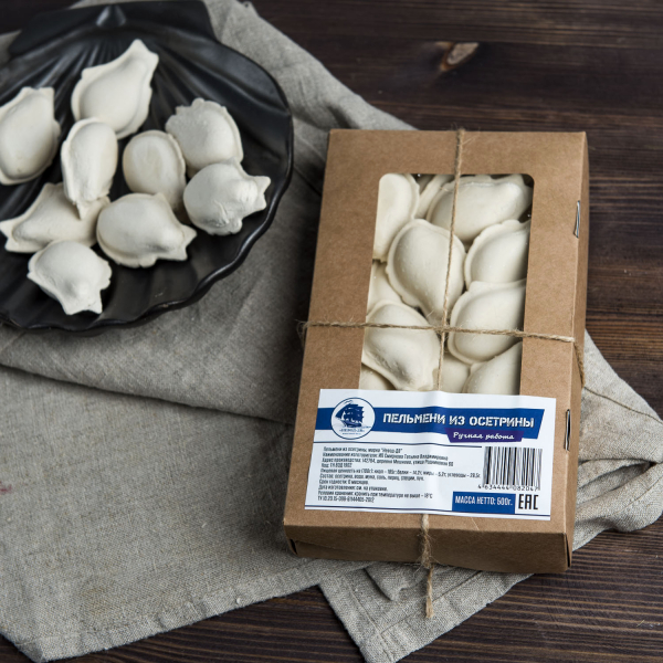 Пельмени из осетрины, пачка 500 гр