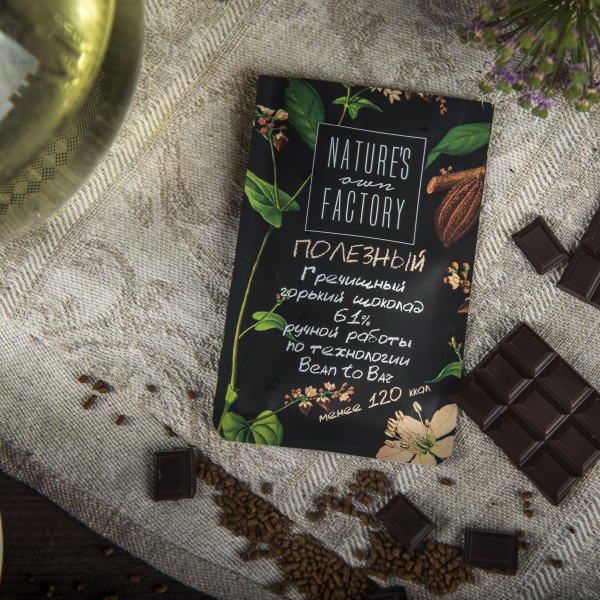 Горький шоколад 61% с гречишным чаем 24х20 г